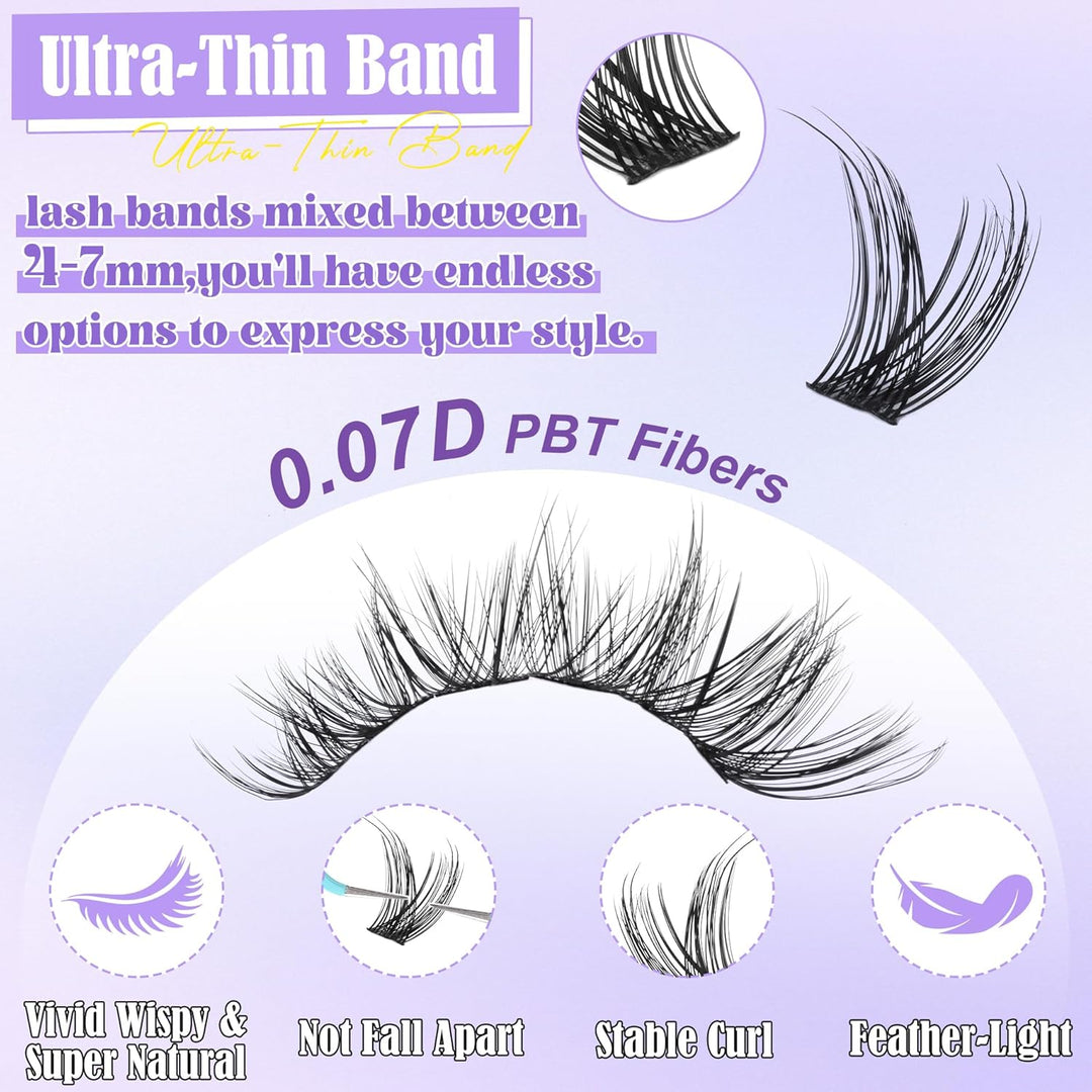 ALICE DIY Natural Lash Clusters | Wispy Anime Cat Eye | 10-16mm, 144 Pcs