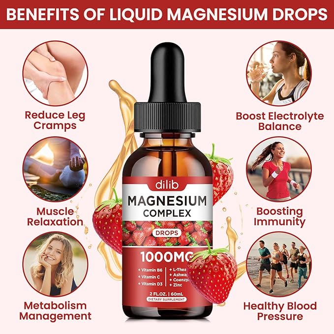 Magnesium Glycinate Liquid Drops Supplement | Triple Magnesium Complex Liquid Drops | Bundle