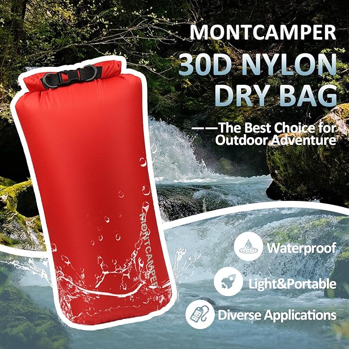 Upgraded 30D Nylon Waterproof Dry Bag-Extra Large Storage Sack for Hiking, Kayaking and Rafting-Roll Top Closure-Float on Water(20L/Red)