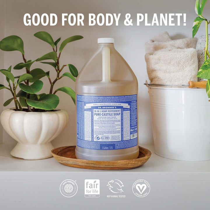 Dr. Bronner's 32 oz Pure-Castile Liquid Soap | Organic, Vegan, Peppermint