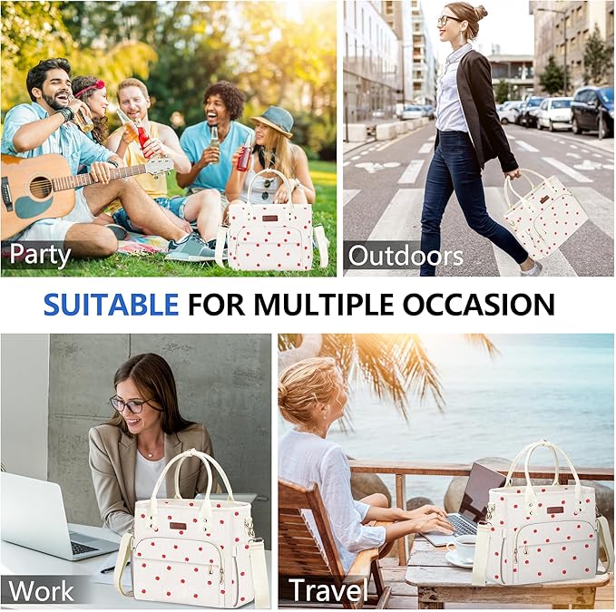 Lunch Bag Lunch Box Women - Leakproof Insulated Lunch Cooler Bag for Women - Large Lunch Tote Bags Adults, Corduroy Apple