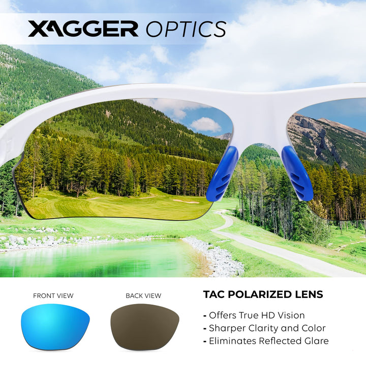 Xagger Polarized Wrap Around Sport Sunglasses for Men Women UV400 Baseball Softball Running Cycling Glasses