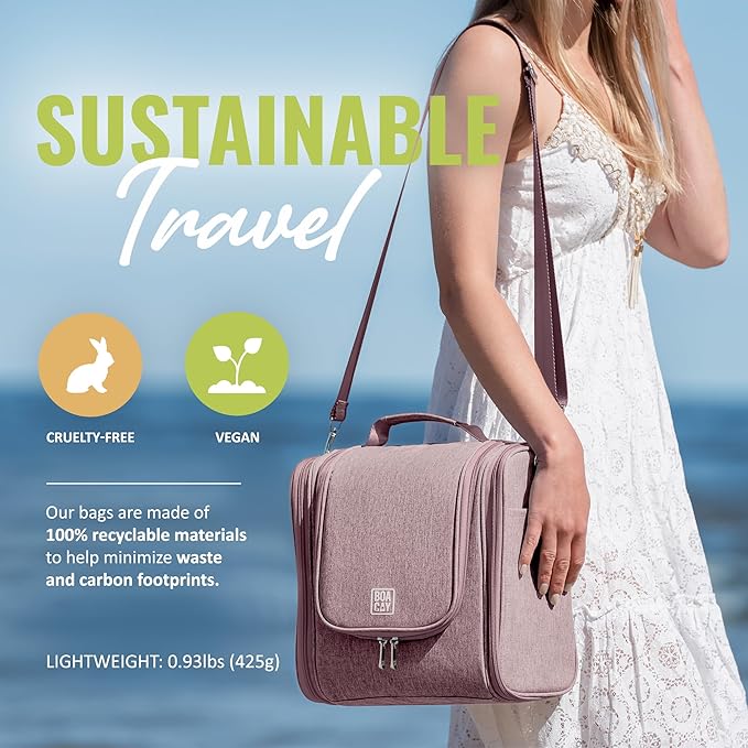 BOACAY Extra Large Hanging Travel Toiletry Bag for Women and Men, Makeup Bag, Bathroom & Shower Organizer Kit for Accessories, Cosmetics, Essentials