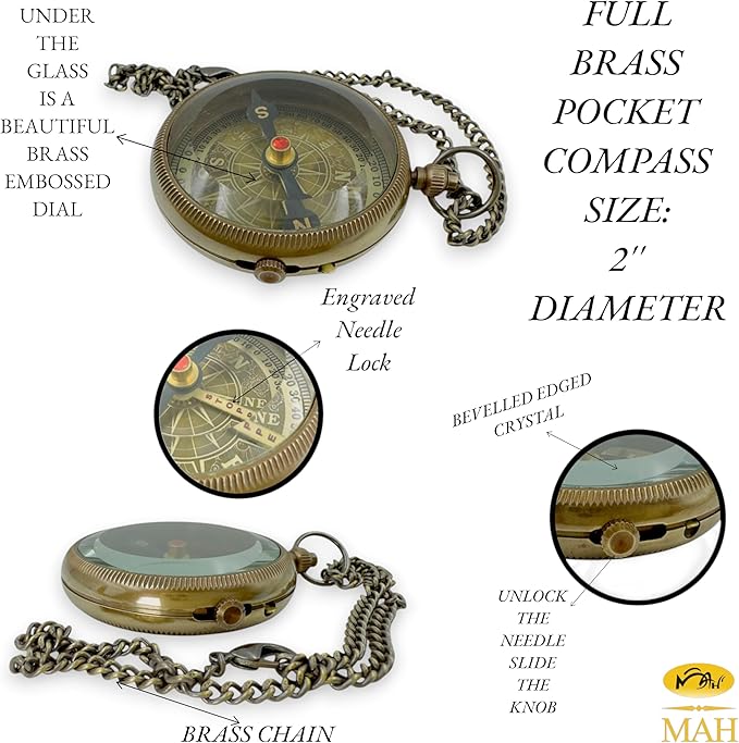 Handmade Scout Compass with Engraved Oath – Solid Brass, Perfect Motivational & Inspirational Gift for Boys, Teenagers & Scouts, Adventure Compass for Hiking, Camping & Outdoor Lovers