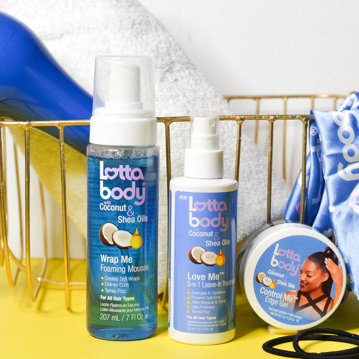 Lottabody Coconut Oil & Shea Curl Mousse | Anti-Frizz, Soft Wraps | 7 Fl Oz (2-Pack)