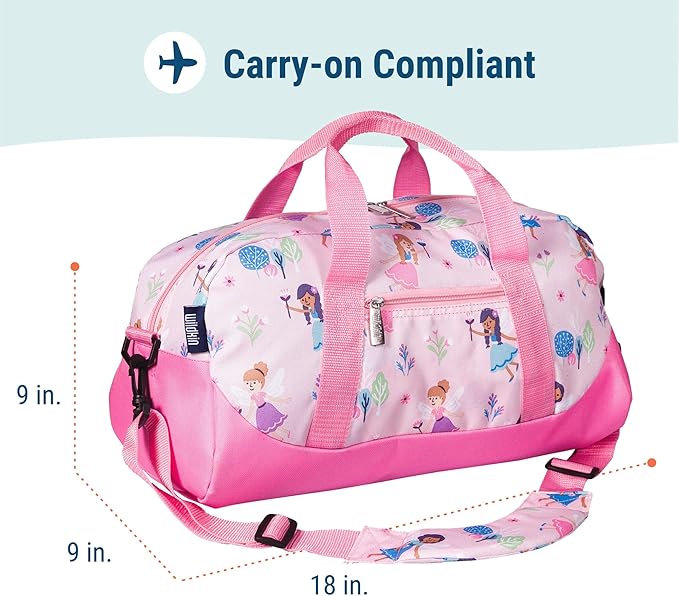 Wildkin Kids Overnighter Duffel Bag – Carry-On Size, Ideal for School & Sleepovers – Fairy Garden