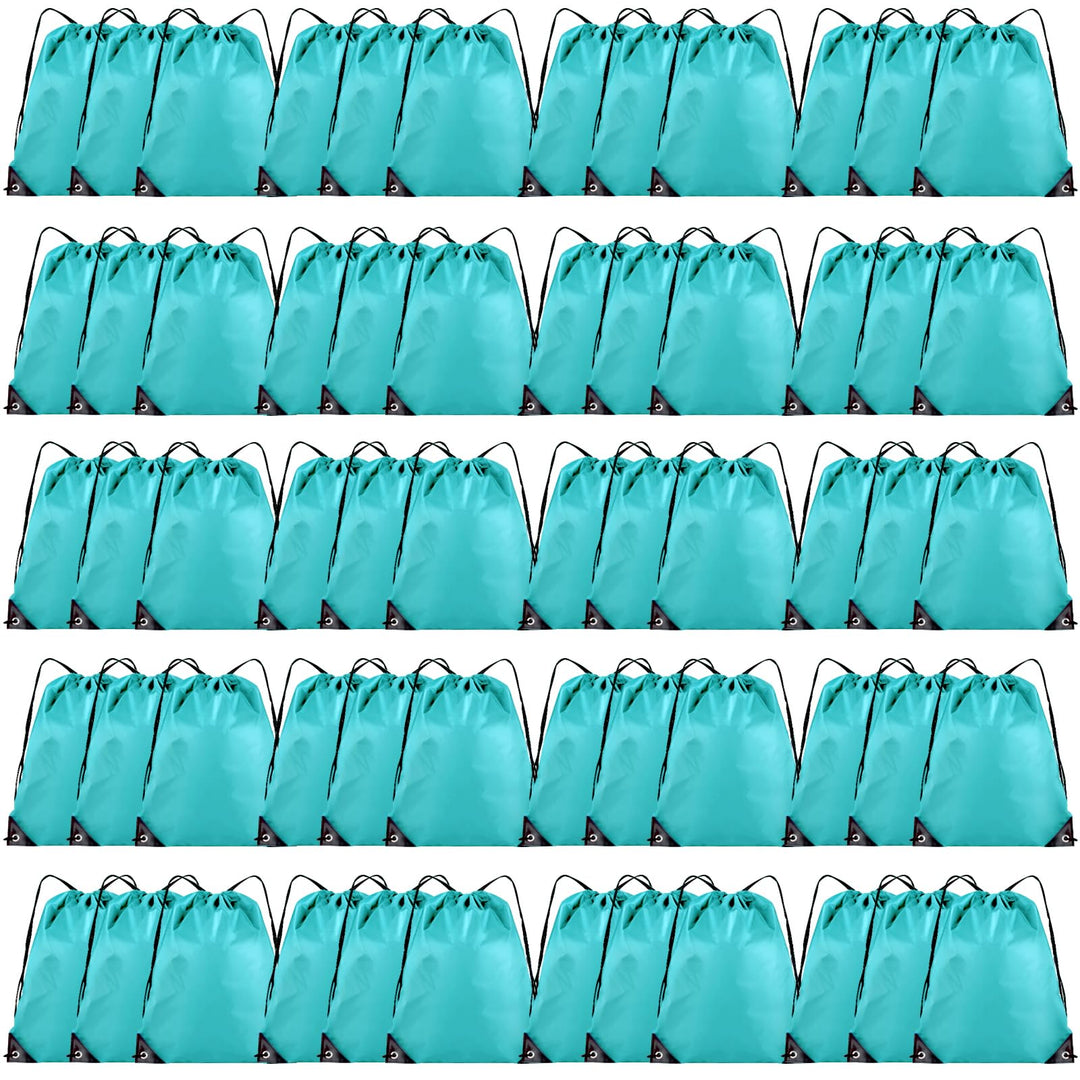Grneric 60 Pieces Drawstring Backpack Bulk Cinch Sackpack Ployster Drawstring Bags for Gym Party Trip(Aqua)