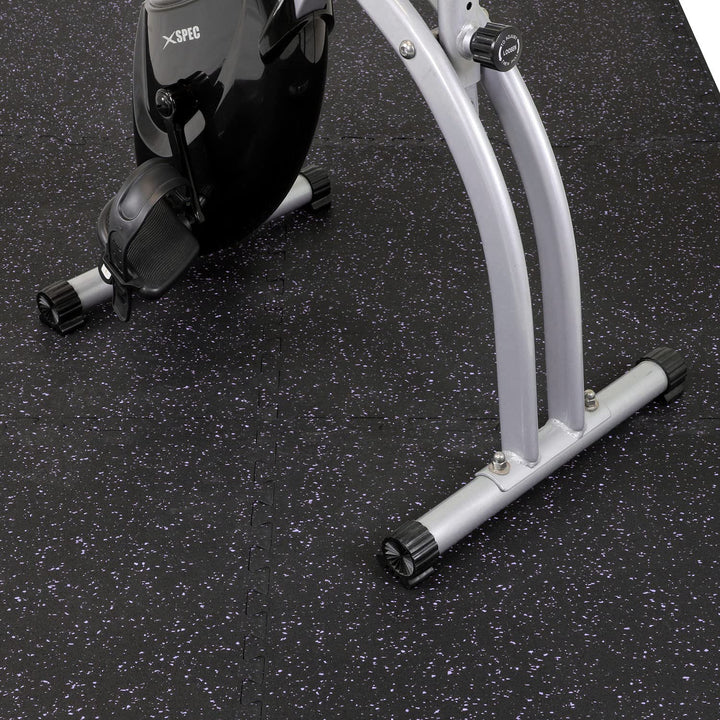 Xspec 1/2" Thick 48 sq ft (12 Tiles) Interlocking Rubber Top EVA Foam Exercise Mat | Home Gym Mats Workout Flooring Tiles for Gyms, Fitness Rooms | Durable Grip Protective Flooring, Black/Purple