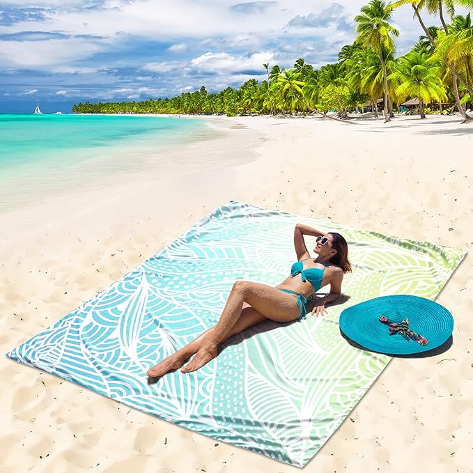 AISPARKY Beach Blanket Waterproof Sandproof Quick Drying Beach Mat Extra Large Outdoor Picnic Blanket for Travel Camping Hiking