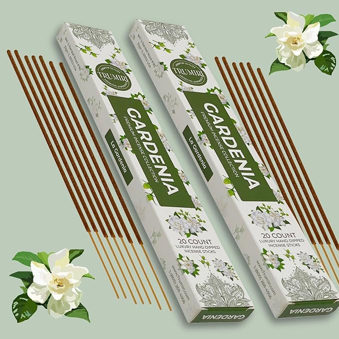 Gardenia Incense Sticks - Total 40 Insence-Sticks - Dual Pack of 20 Insense - Inciensos - Inscents - Natural Non Toxic Ingredients - Incents - Incence - Inscense - Insents