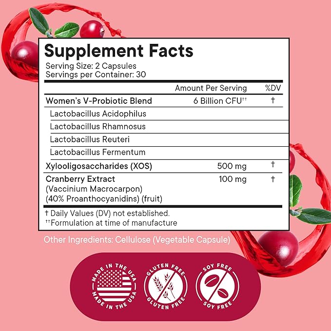 NEW AGE Vaginal Probiotics for Women with Prebiotics, Cranberry Extract, and a Lactobacillus Probiotic Blend, Supports Healthy pH Balance, Odor Control, Vaginal Flora - 60 Capsules