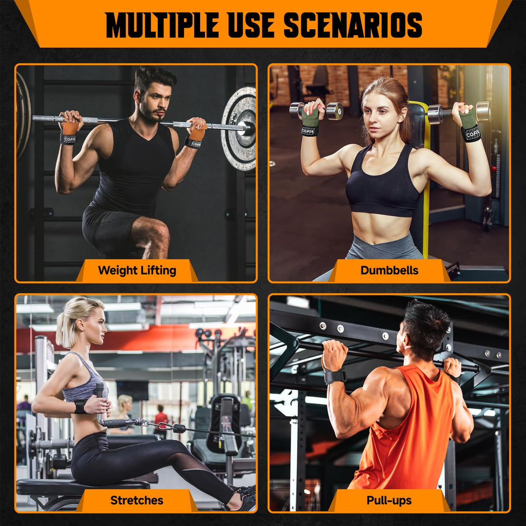 COFIT Wrist Straps for Weightlifting, Workout Wrist Wraps with Dual-Layer Oxford Leather, Enhanced Grip for Optimal Hand and Wrist Protection, Gym Lifting Straps for Deadlift and Powerlifting - Brown