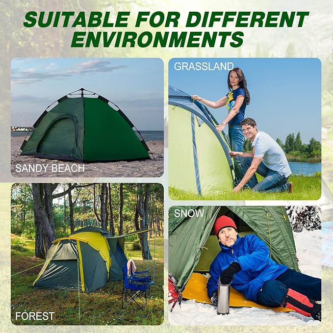 Hicarer 20 Pcs 8'' Screw in Tent Stakes Heavy Duty Ground Anchors Screw in Tent Pegs Ground Stakes Tent Spikes Metal Tent Spikes with Hex Head Driver for Camping Garden Canopies (Luminous White)