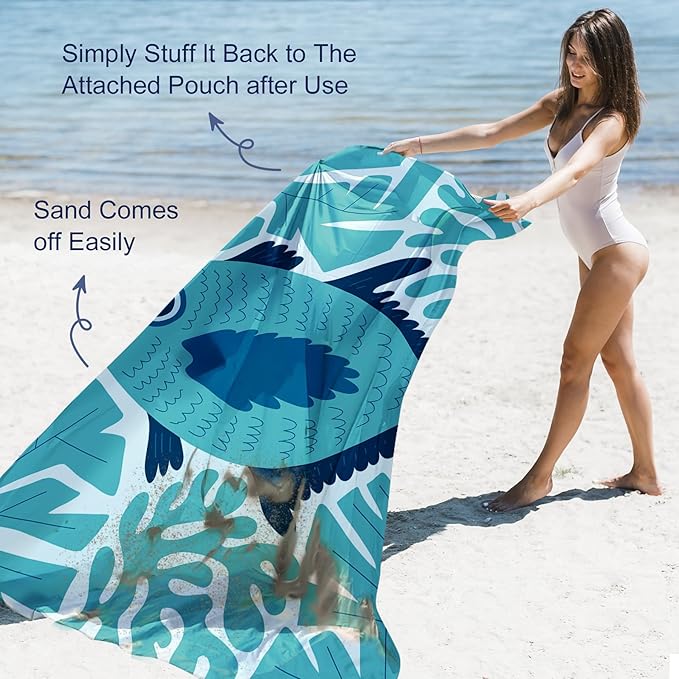 Large Beach Blanket Waterproof Sandproof 108"x 82" for 1-6 Adults,Quick Drying Beach Mat,Lightweight & Durable,Beach Essentials for Family Beach Camping Travel Picnic