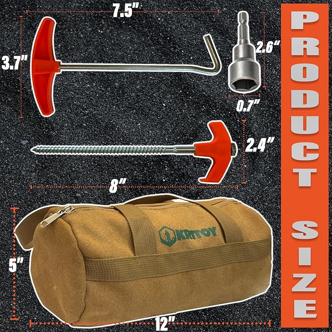 30 Pack Tent Stakes Heavy Duty - 8" Screw in Tent Stakes - Ground Anchors Screw in - Tent Pegs Camping Stakes - Metal Threaded Tent Spikes with 1 Hex Head Driver, 1Stopper T Pull Hook and Storage Bag