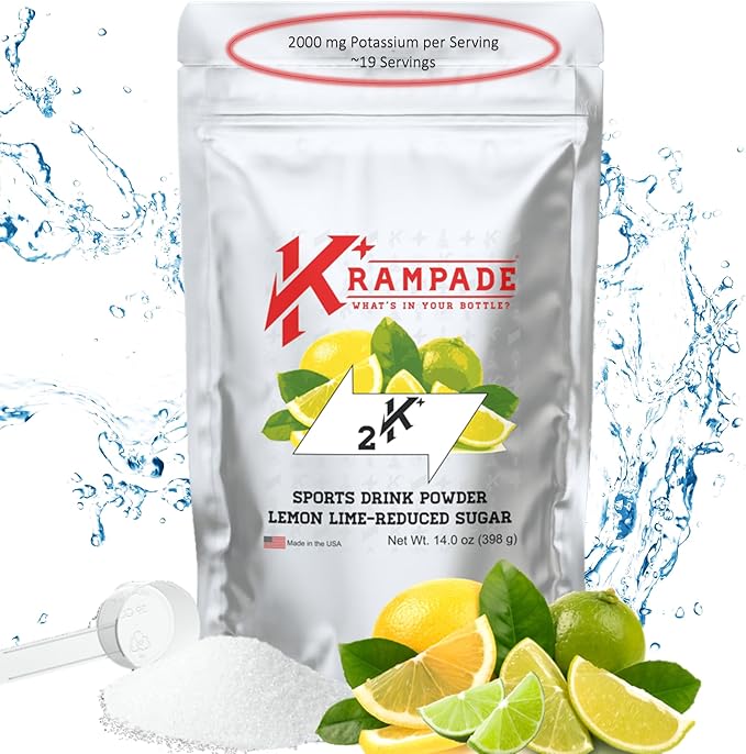 Electrolytes Powder Potassium Supplement - 2000 mg K+, >2X More Than Coconut Water | Cramp Relief and Prevention | Hydration Powder