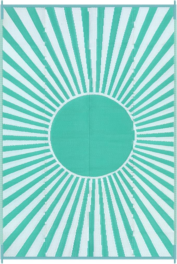 Anidaroel 8x10 Outdoor Rug for Patios Clearance, Waterproof Camping Rug for Outside RV, Reversible Plastic Straw Outside Rugs, Large Outdoor Area Rug for Garden, Camper, Pool Deck(Green,8’x10’)