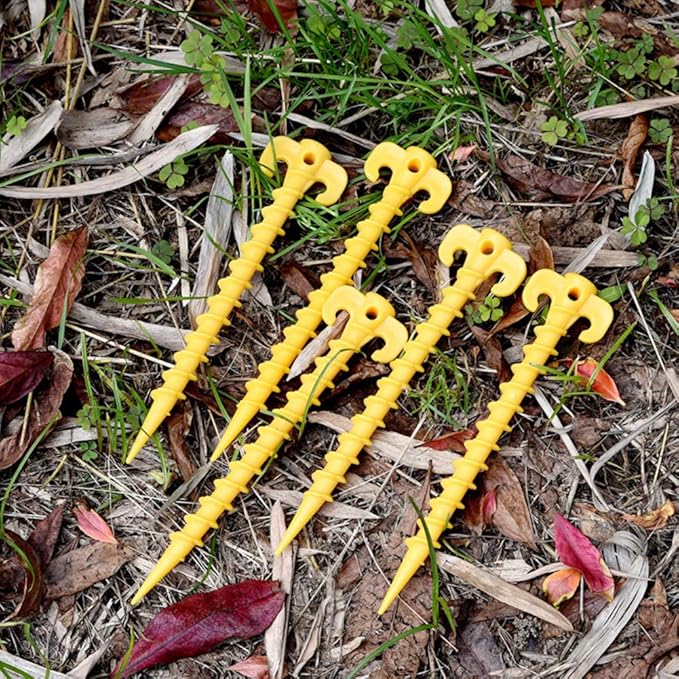 AKOAK 6 Pcs Camping Tent Awning Nail Plastic Beach Nail Screw Outdoor Travel Accessories