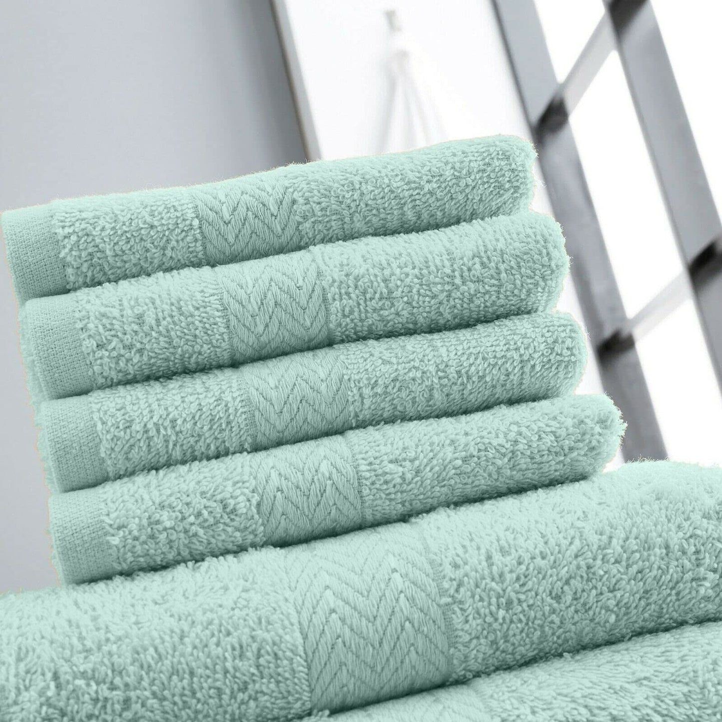 10 Pieces Towel Bale Sets 100% Pure Egyptian Cotton Premium Hotel Quality Towels Bale Set 500 GSM Super Soft Extra Absorbent 4 Face 4 Hand 2 Bath Towels Sets Bathroom Accessories (Duck Egg)