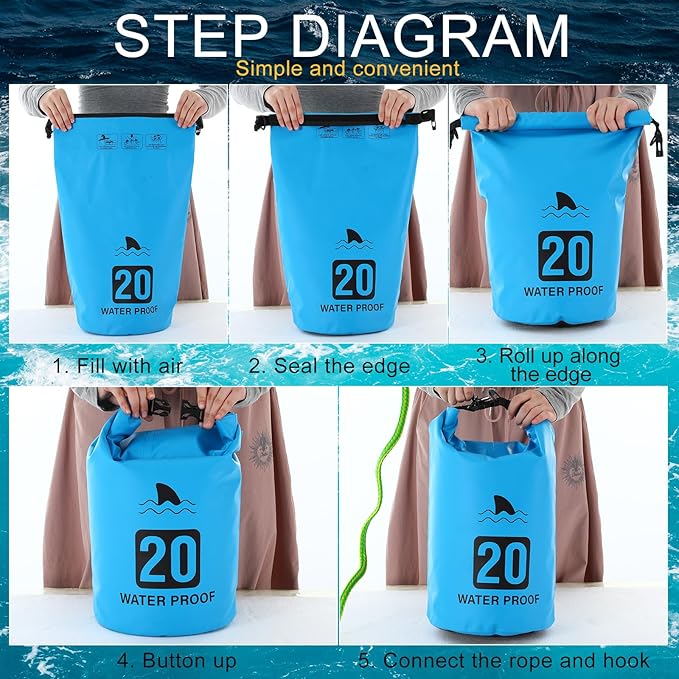 4 Set 2 in 1 Sand Anchor and Buoy Kit Floating Bag Kayak Anchor Waterproof Dry Bag for Lake Beach Boats Watercrafts Hiking Camping Water Sports Surfing Tubing Kayaking(Blue)