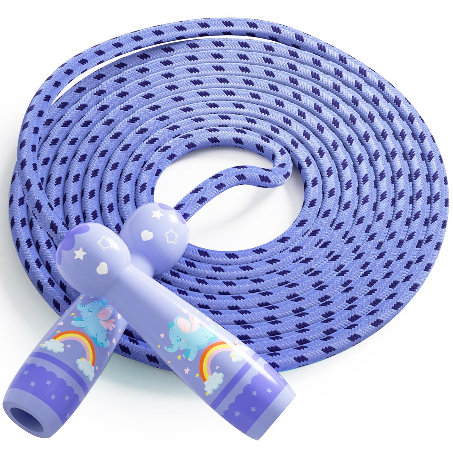 Jump Rope for Kids-Adjustable Cotton Braided Skipping Rope with Wooden Handle for Toddler Fitness Workout Exercise Outdoor Activity
