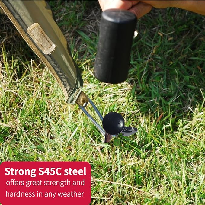16inch 10 Packs Tent Stakes Heavy Duty Steel Large Tent Pegs for Camping Unbreakable Inflexible Extra Long Windproof