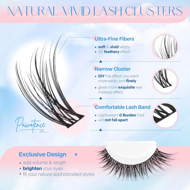 80D Full Volume Eyelash Clusters Kit | DIY Lash Extensions with Bond & Tweezers