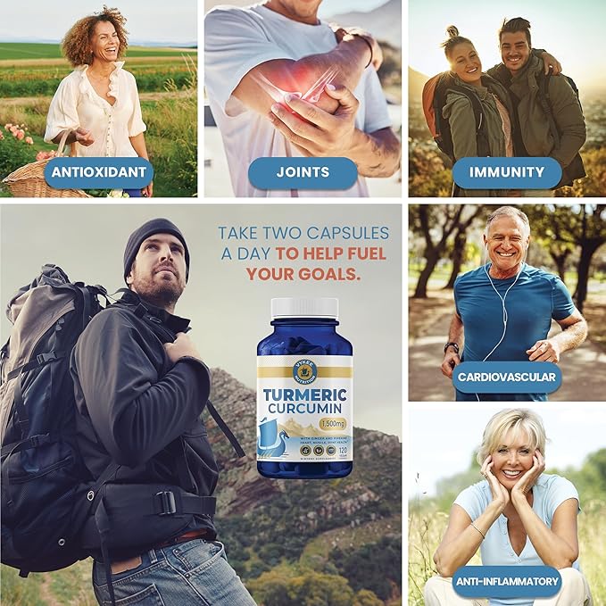 Turmeric Curcumin 1500mg with Ginger & Piperine – High Potency 95% Curcuminoids, Enhanced Absorption, Joint & Inflammatory Support – Vegan, Non-GMO, 120 Capsules