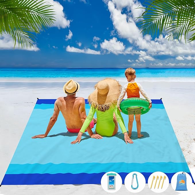 Beach Blanket Waterproof Sandproof 1-8 Adult Oversized 9'×10' Lightweight Durable Compact Sand Free Beach Mat for Travel Camping Hiking Picnic Blanket