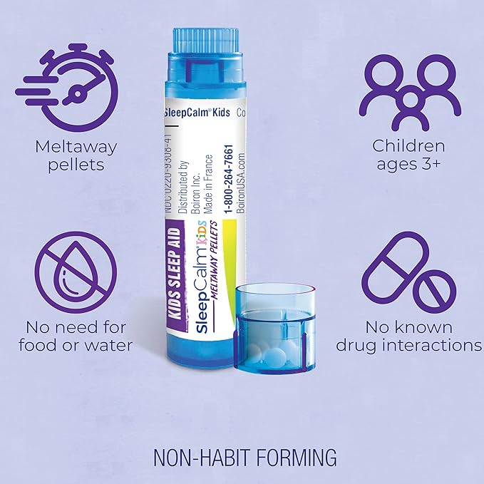 Boiron SleepCalm Kids Sleep Aid for Deep, Relaxing, Restful Nighttime Sleep - Melatonin-Free and Non Habit-Forming - 80 Pellets per Tube - 4 Total Tubes Sleep Calm