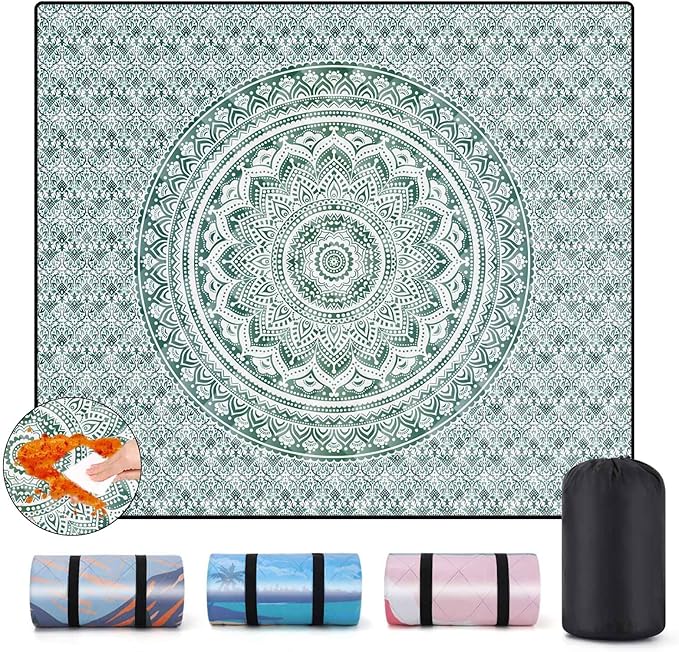 60x80 Picnic Blankets Waterproof Sandless Folding Outdoors Camp Excersise Rug Huge Boho Floor Gym Meditation Mat Yard Blanket Giant Pet Camping Items Beach Trips Garden Necessities Gift Ideas