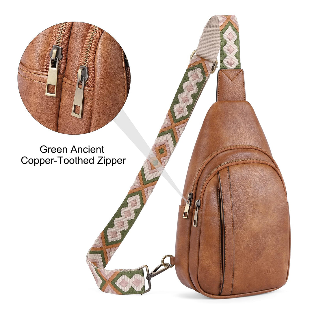 CLUCI Crossbody Bags for Women, Sling Bags for Women, Cross Body Bag for Woman, Leather Crossbody Bags for Women Sling Backpack Crossbody Bag Casual Daypack for Travel Brown