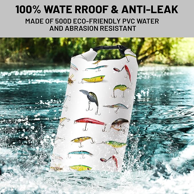 Waterproof Dry Bag,Roll Top Cartoon Lake Fish Waterproof Backpack 5L/10L/20L Floating and Lightweight Bags for Kayaking, Boating, Fishing, Swimming and Camping