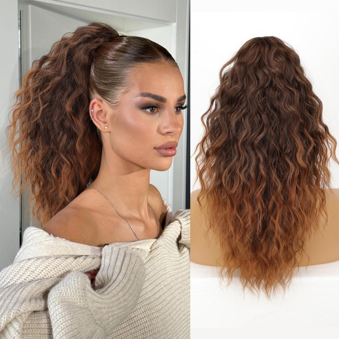 ORSUNCER Ponytail Extension Claw 18" Curly Pony Tail Clip in Claw Hair Extensions Fluffy Natural Looking Synthetic Hairpiece for Women