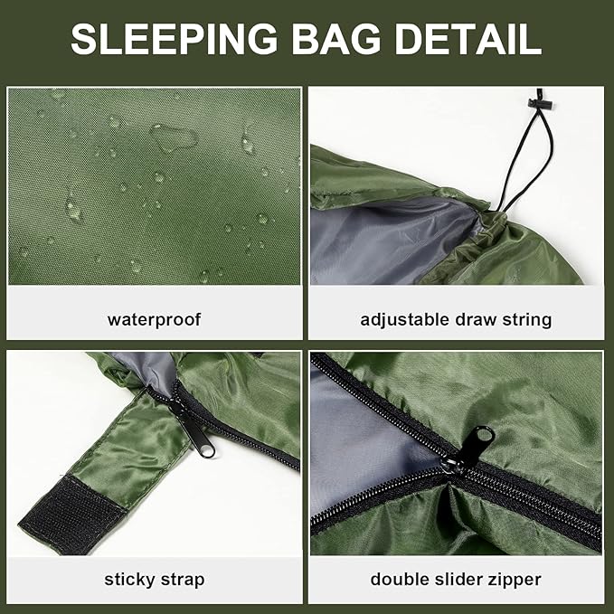 Tudomro 2 Pcs Camping Sleeping Bag for Adults, Lightweight Packable Waterproof Camping Gear Equipment to Keep Warm for Spring Summer Fall Indoor Outdoor Backpacking Hiking Travel