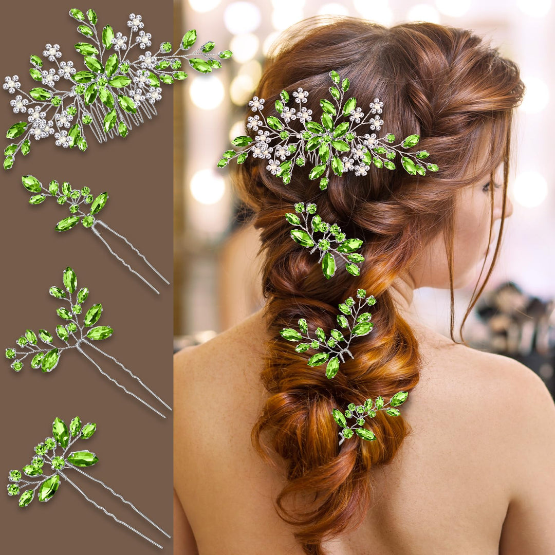 Wedding hair accessories, Bridal for piece, brides headpiece, Bride comb（Green）