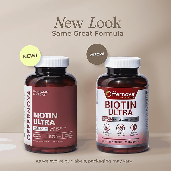 Biotin Ultra - Vitaminas para el Cabello con Biotina - Pastillas para Crecimiento del Pelo y Barba | Fortalece el Pelo Piel y Unas - 120 Tabletas