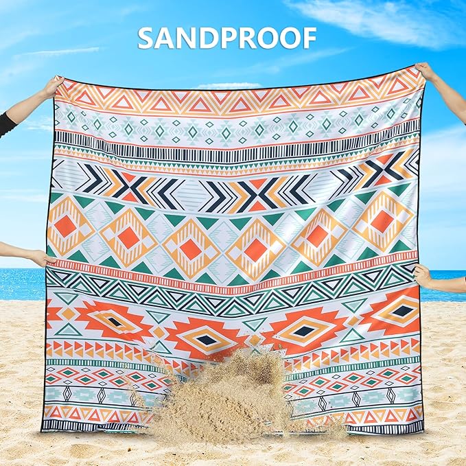 Beach Blanket Waterproof Sandproof Extra Large Beach Mat 79" X 83"/120"x108"for 1-8 Adults Quick Drying Durable Outdoor Picnic Mat for Beach Travel Camping Hiking