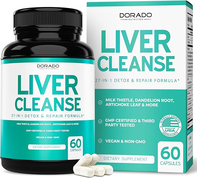 Liver Cleanse Detox & Repair 27 in 1 Formula - Milk Thistle, Dandelion Root, Turmeric, Artichoke Extract & More - Liver Detox Support Supplement - 3rd Party Tested, Vegan Safe & USA Made (60 Count)