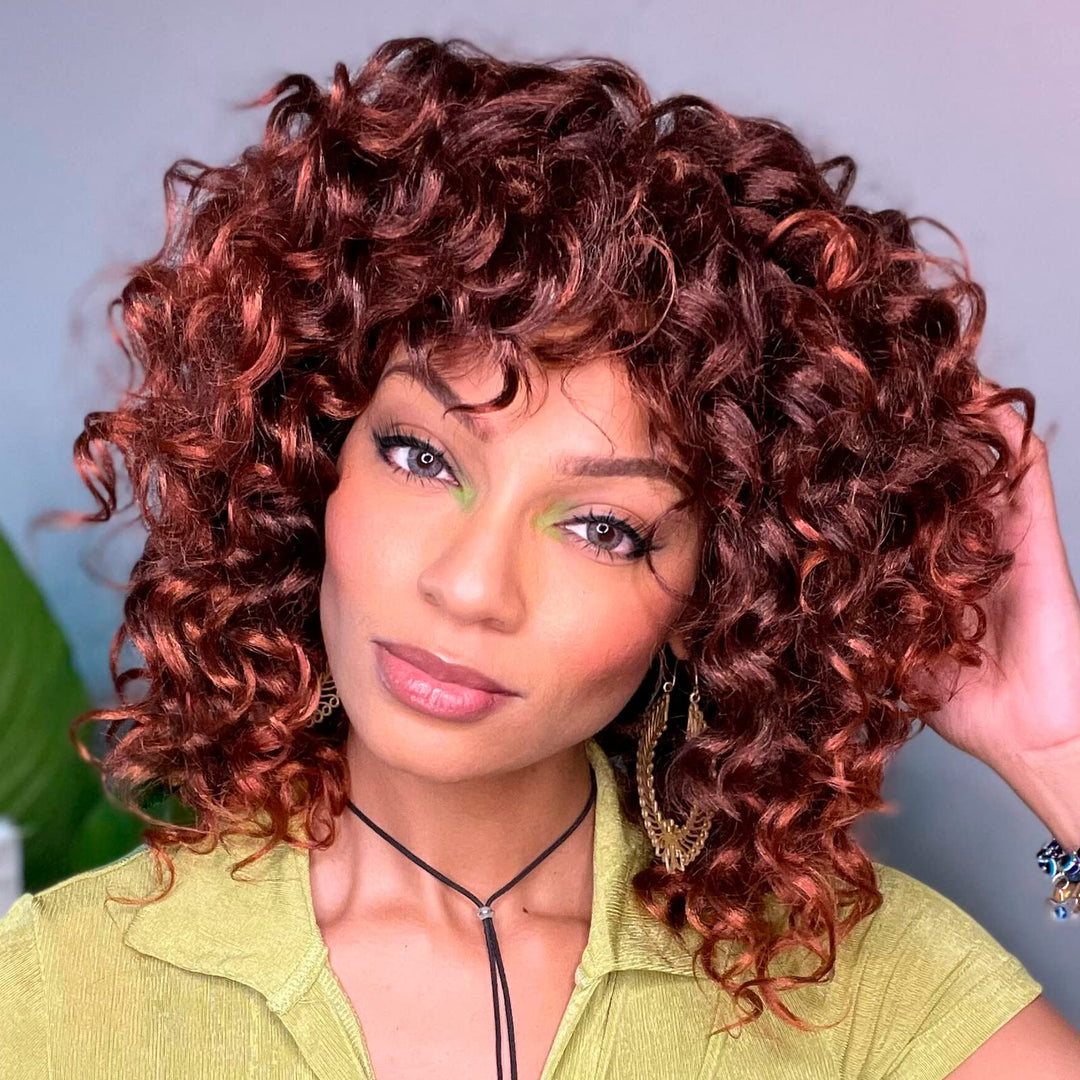 Toyotress Ocean Wave Crochet Hair - 9 Inch 8 Packs Short Bob Ombre Orange Crochet Braids, Deeptwist Curly Synthetic Braiding Hai