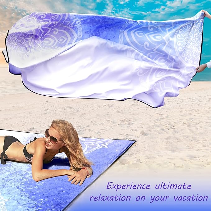AISPARKY Beach Blanket Waterproof Sandproof, Oversized Large Beach Mat 79" X 83"/120"x108" for 1-8 Adults, Quick Drying&Compact&Lightweight, Picnic Mat Vacation Essentials for Beach Camping Travel