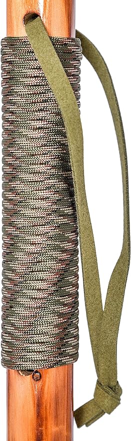 3pc Detachable Fir Wood Walking Stick for Hiking with Compass 55 Inches - with Animal Carving - Soft Hand Strap - Rubber Tip Cover