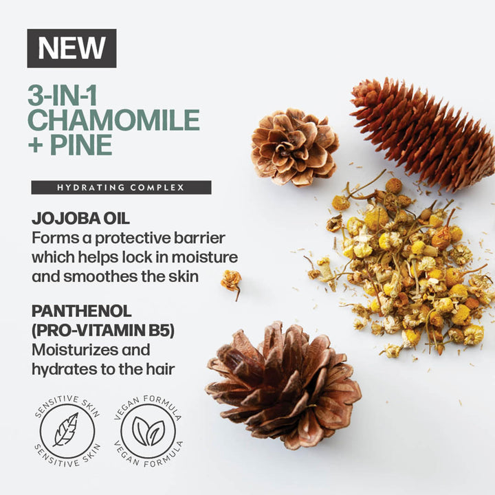 AMERICAN CREW 3-IN-1 CHAMOMILE + PINE Shampoo, Conditioner and Body Wash, 8.4 Fl Oz (Pack of 1)