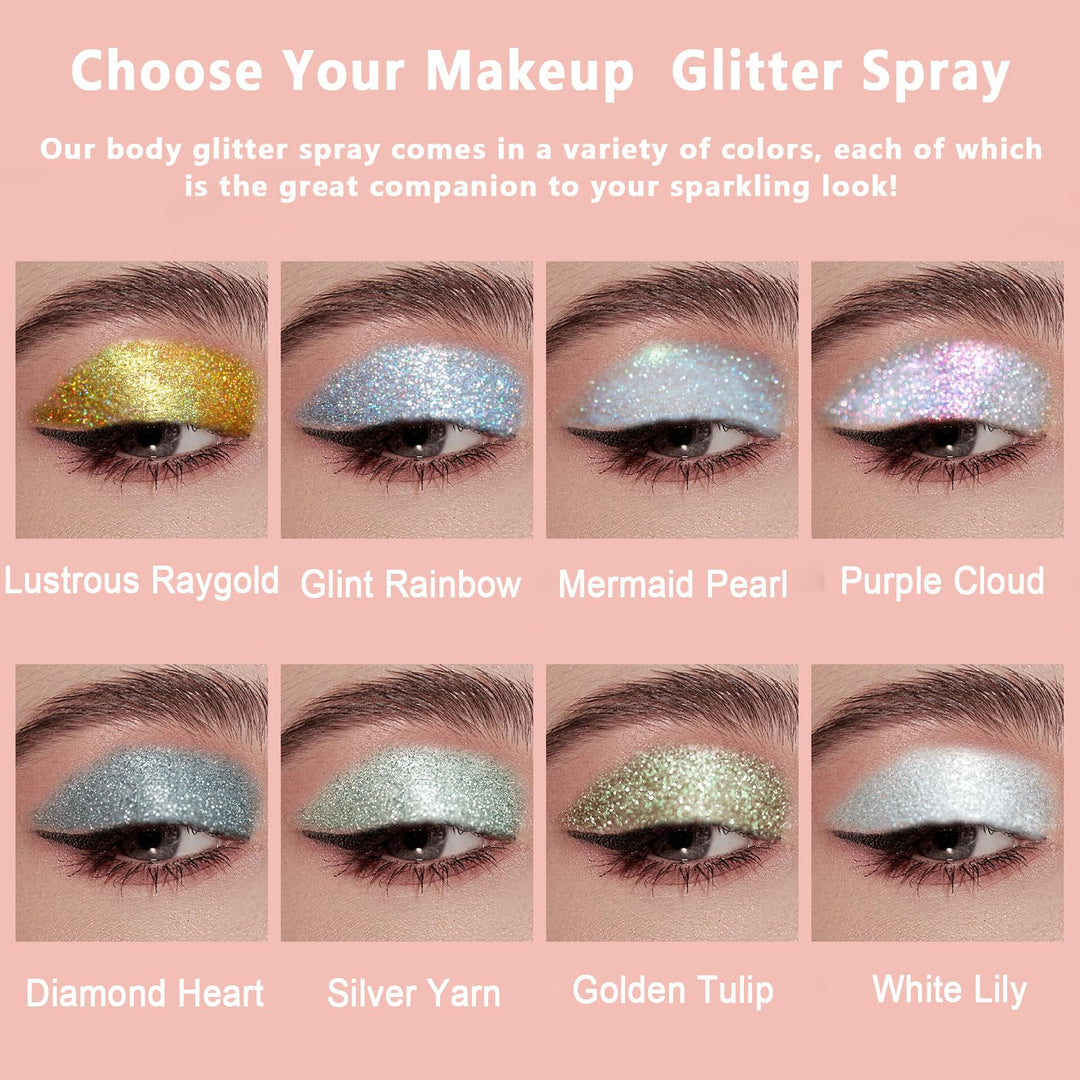 Boko Body Glitter Spray, Holographic Gold Glitter Spray for Body Face Hair Nail Clothes, Hair Glitter Spray Body Shimmer Powder for Highlighter Makeup Mardi Gras Concert Party Rave Accessories