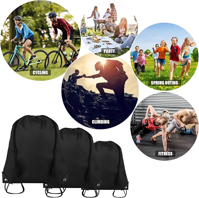 60 Pieces Drawstring Backpack Bulk Cinch Sackpack Ployster Drawstring Bags for Gym Party Trip(Black)