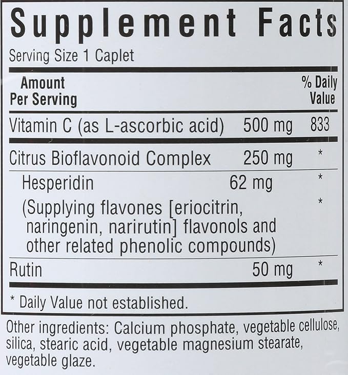 BlueBonnet Vitamin C 500 mg Plus Bioflavonoids Caplets, 90 Count (743715005228)