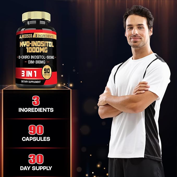 3in1 Myo-Inositol & D-Chiro Inositol Supplement with DIM - Women's Wellness, Cycle Regularity, Cellular Health - 90 Capsules Supply 30 Days