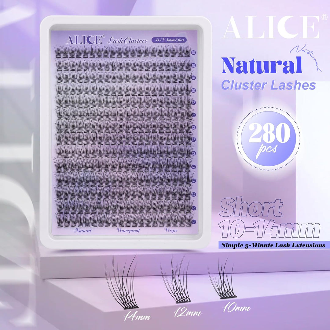 ALICE DIY Natural Lash Clusters | Wispy Anime Cat Eye | 10-16mm, 144 Pcs