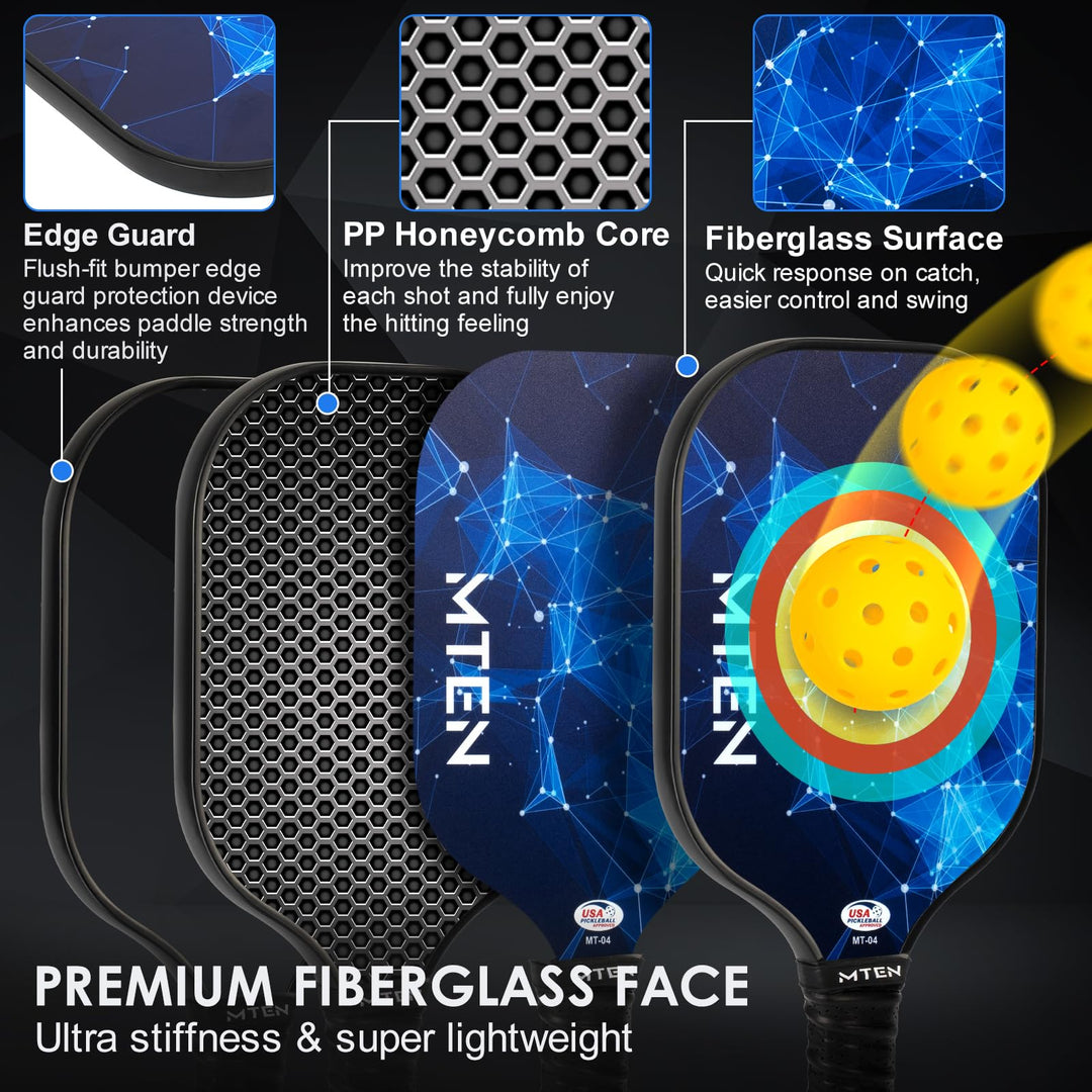 Pickleball Paddles, USAPA Approved Fiberglass Surface Pickleball paddles Set with Pickleball rackets, paddle cover, Grip Tapes, for Beginners & Pros