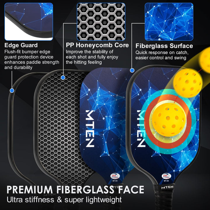 Pickleball Paddles, USAPA Approved Fiberglass Surface Pickleball paddles Set with Pickleball rackets, paddle cover, Grip Tapes, for Beginners & Pros